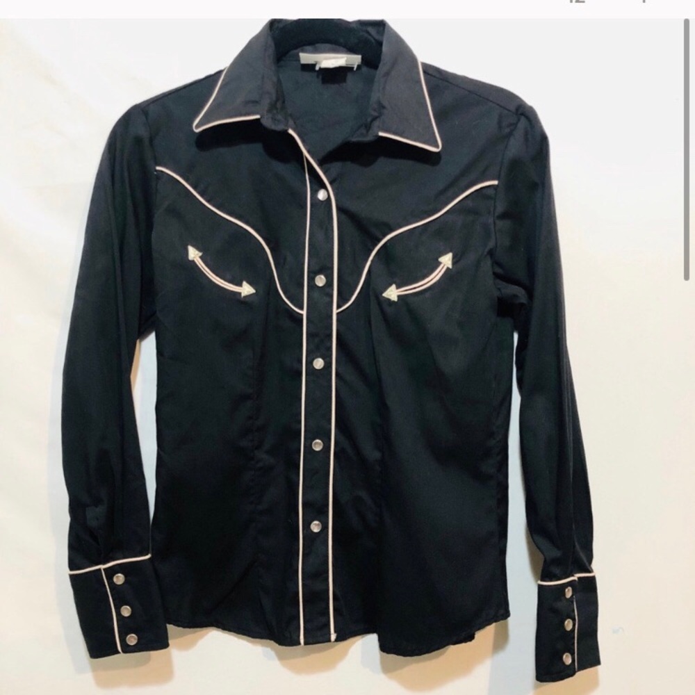 Vintage DeeZee Black Western Shirt-Women Size M